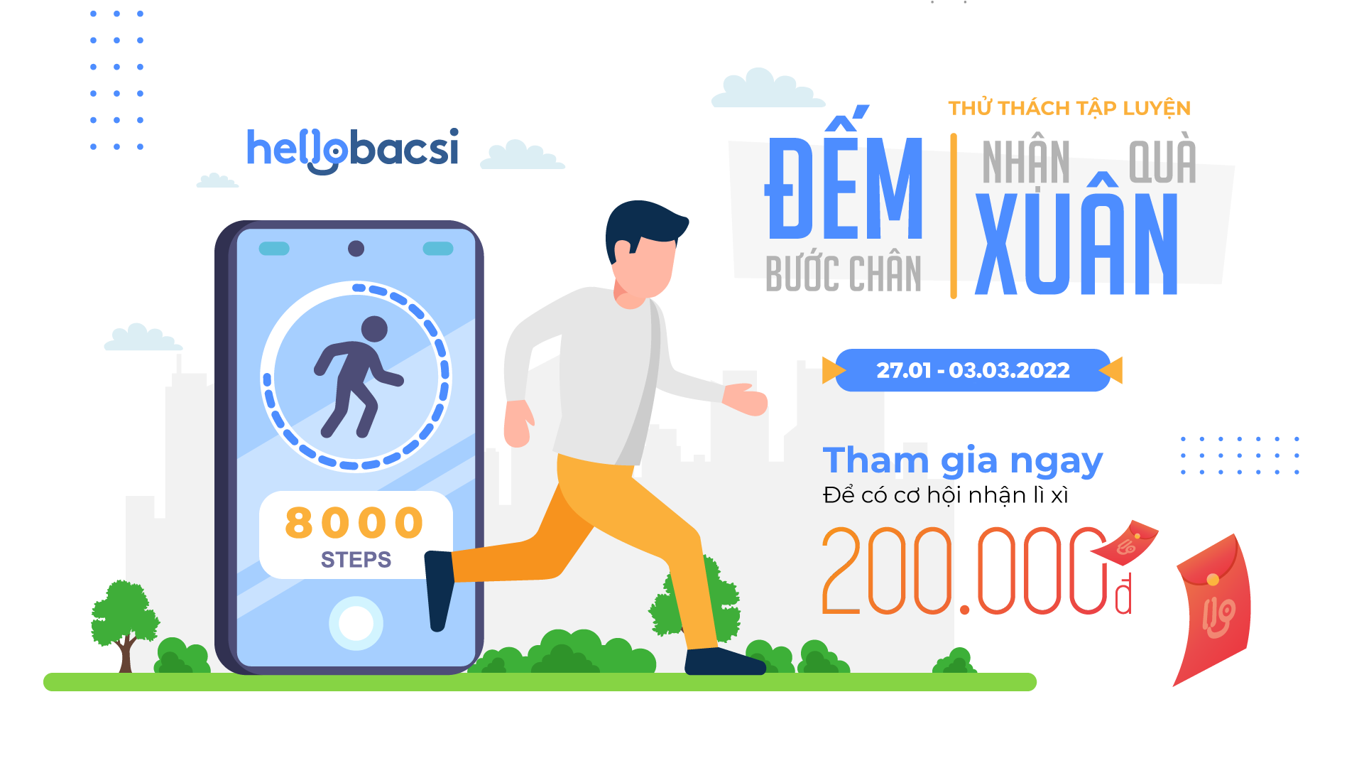 Thử thách tập luyện “Đếm bước chân - Nhận quà Xuân” 