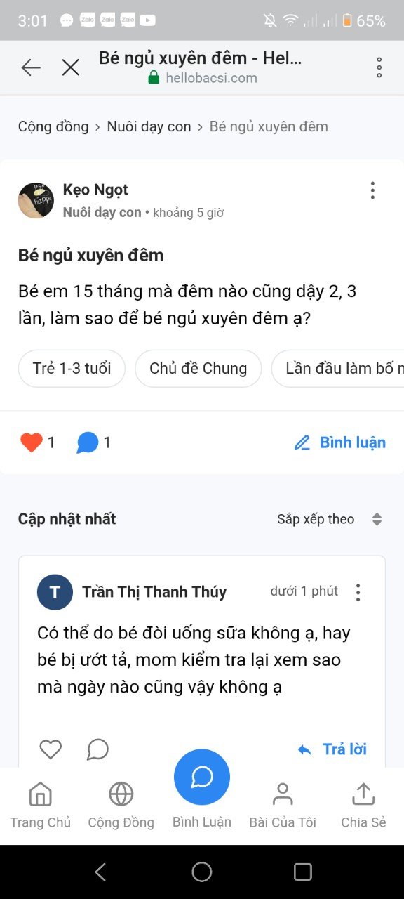 Trở thành thành viên tích cực nhất tháng của cộng đồng Nuôi dạy con Hello Bacsi 