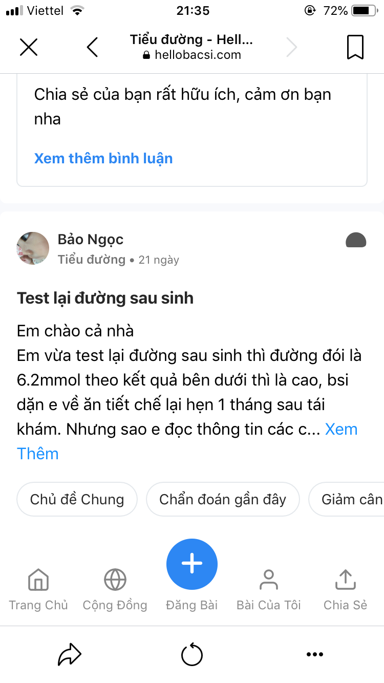 Trở thành thành viên tích cực nhất tháng của cộng đồng Tiểu đường Hello Bacsi