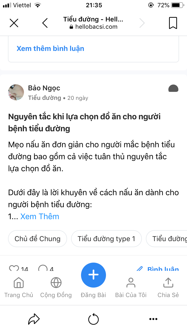 Trở thành thành viên tích cực nhất tháng của cộng đồng Tiểu đường Hello Bacsi