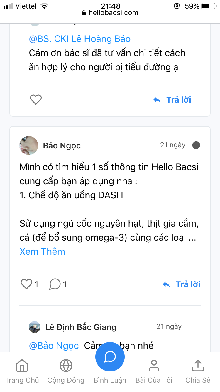 Trở thành thành viên tích cực nhất tháng của cộng đồng Tiểu đường Hello Bacsi