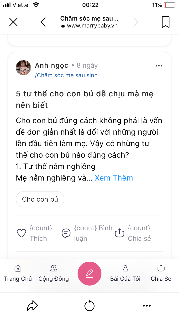 TRỞ THÀNH THÀNH VIÊN TÍCH CỰC NHẤT THÁNG CỦA CỘNG ĐỒNG CHĂM SÓC MẸ SAU SINH MARRYBABY