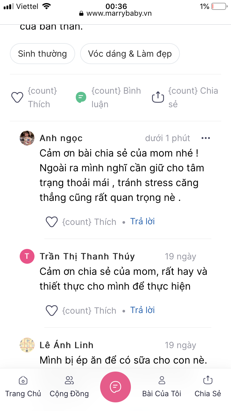 TRỞ THÀNH THÀNH VIÊN TÍCH CỰC NHẤT THÁNG CỦA CỘNG ĐỒNG CHĂM SÓC MẸ SAU SINH MARRYBABY