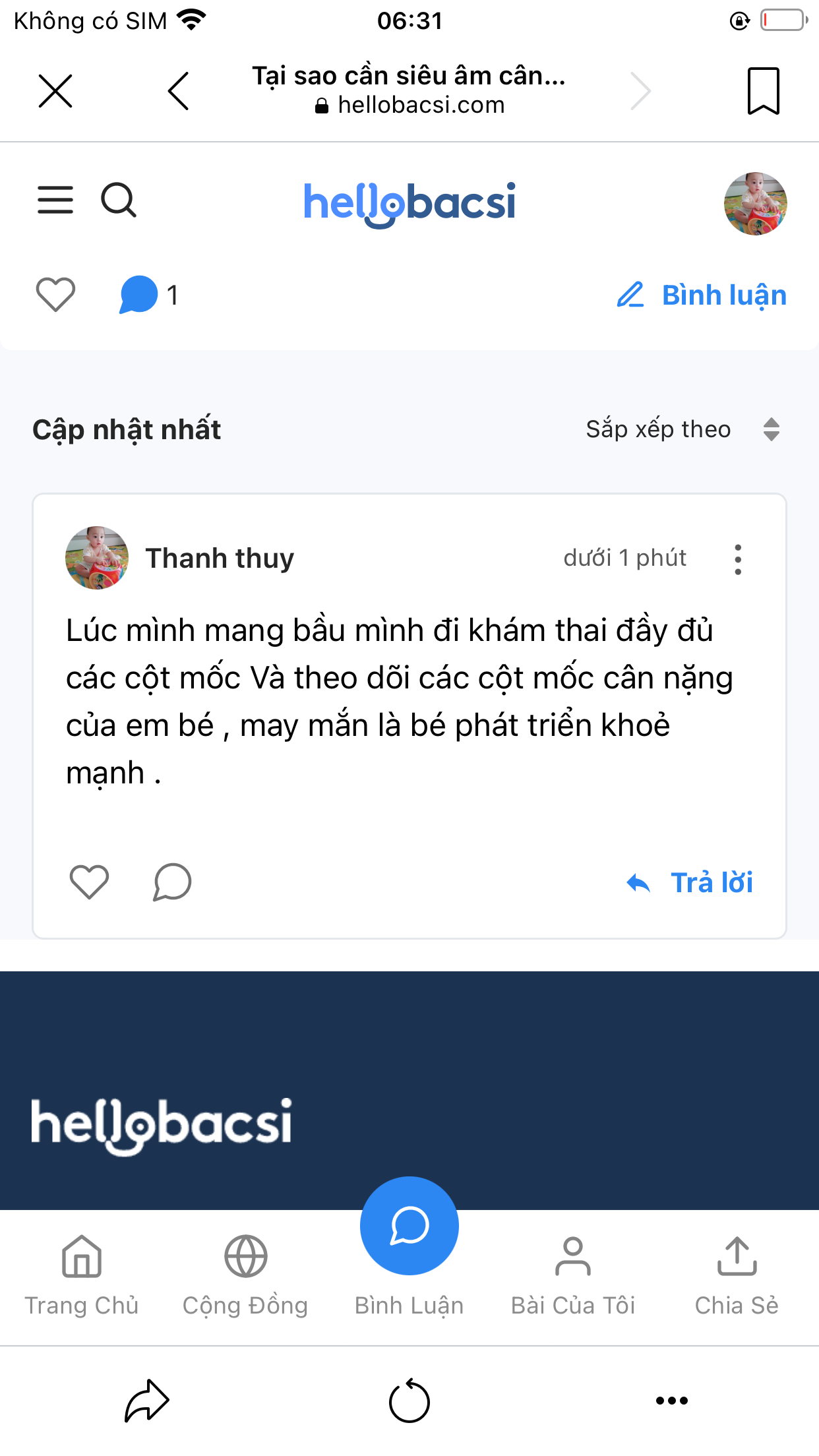 Trở thành thành viên tích cực nhất tháng của cộng đồng Mang thai Hello Bacsi