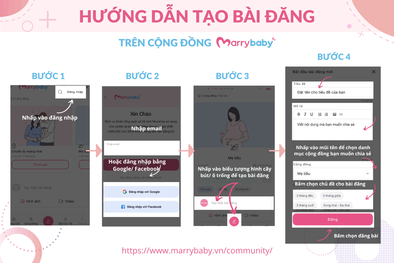 HƯỚNG DẪN TẠO BÀI ĐĂNG TRÊN CỘNG ĐỒNG MARRYBABY