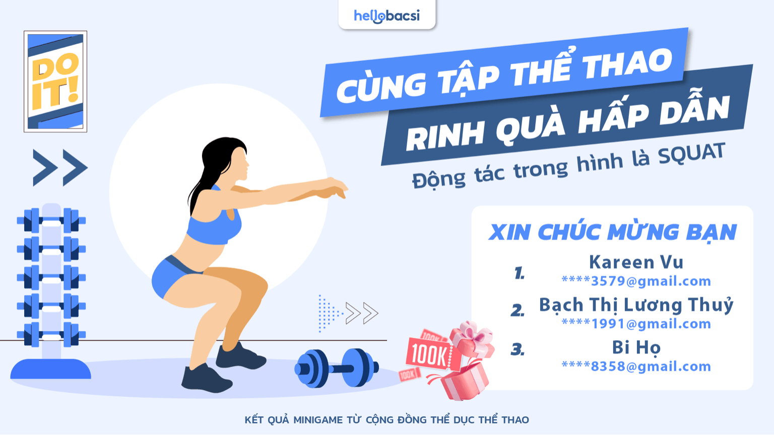 Kết quả mini game “Cùng tập thể thao - Rinh quà hấp dẫn” 