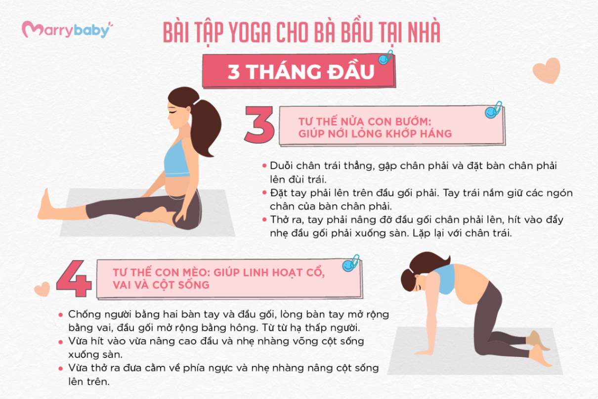 TỔNG HỢP BÀI TẬP YOGA CHO BÀ BẦU TẠI NHÀ THEO TỪNG THÁNG - Các bài tập yoga cho mẹ bầu trong tam cá nguyệt đầu tiên