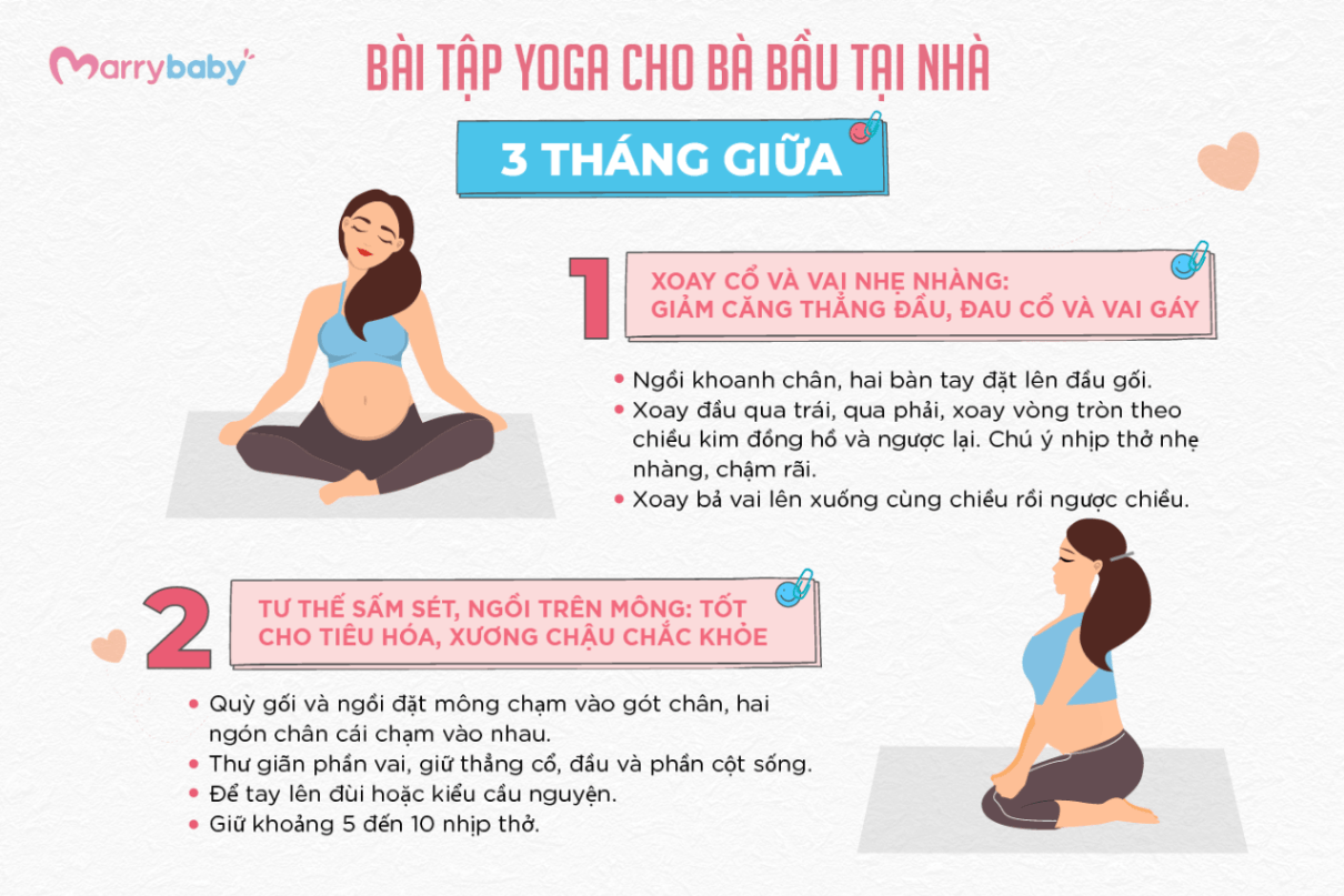 BÀI TẬP YOGA CHO BÀ BẦU TẠI NHÀ THEO TỪNG THÁNG - Các bài tập yoga cho mẹ bầu trong tam cá nguyệt thứ hai 