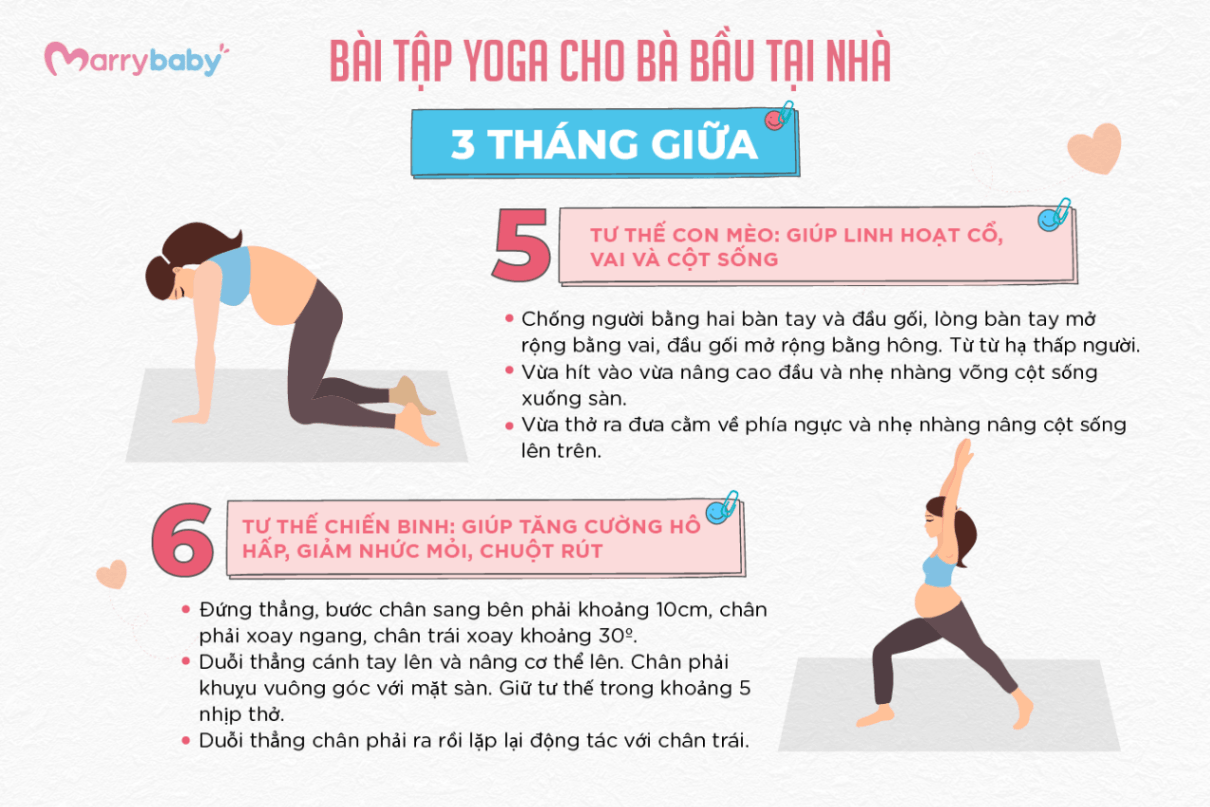 BÀI TẬP YOGA CHO BÀ BẦU TẠI NHÀ THEO TỪNG THÁNG - Các bài tập yoga cho mẹ bầu trong tam cá nguyệt thứ hai 