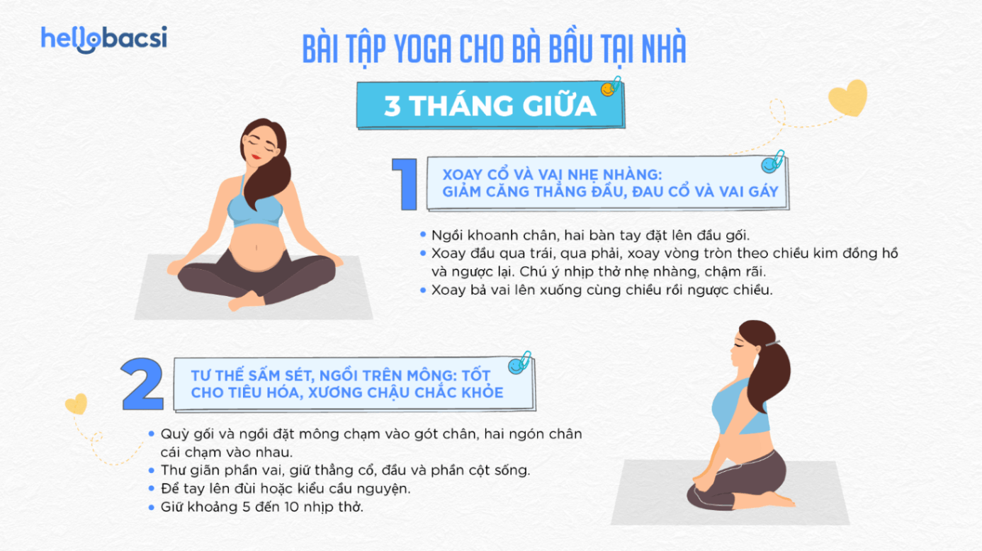 BÀI TẬP YOGA CHO BÀ BẦU TẠI NHÀ THEO TỪNG THÁNG - Các bài tập yoga cho mẹ bầu trong tam cá nguyệt thứ hai