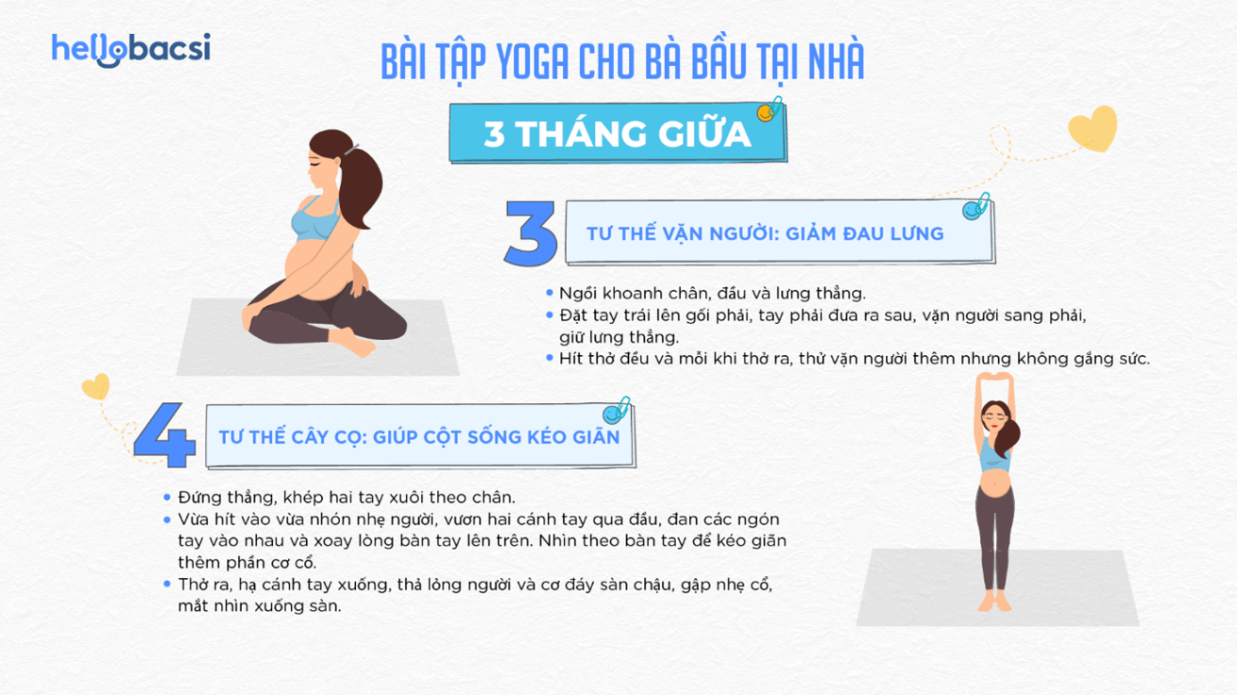 BÀI TẬP YOGA CHO BÀ BẦU TẠI NHÀ THEO TỪNG THÁNG - Các bài tập yoga cho mẹ bầu trong tam cá nguyệt thứ hai