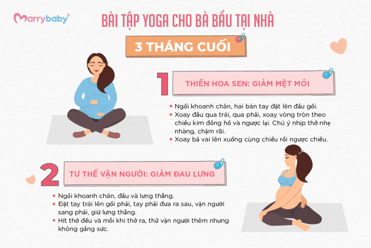 BÀI TẬP YOGA CHO BÀ BẦU TẠI NHÀ THEO TỪNG THÁNG Các bài tập yoga cho mẹ bầu trong tam cá nguyệt thứ ba 