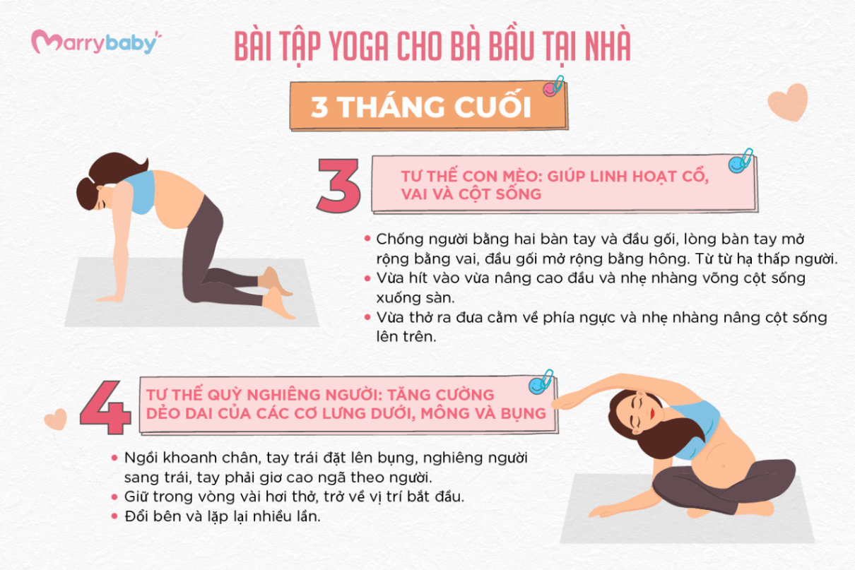 BÀI TẬP YOGA CHO BÀ BẦU TẠI NHÀ THEO TỪNG THÁNG Các bài tập yoga cho mẹ bầu trong tam cá nguyệt thứ ba 