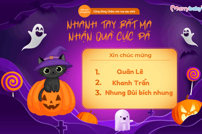 KẾT QUẢ MINIGAME “NHANH TAY BẮT MA - NHẬN QUÀ CỰC ĐÃ” 