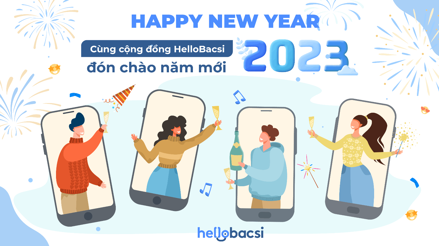 Happy New Year 2023 - Niềm vui phơi phới cùng Cộng đồng Hello Bacsi 