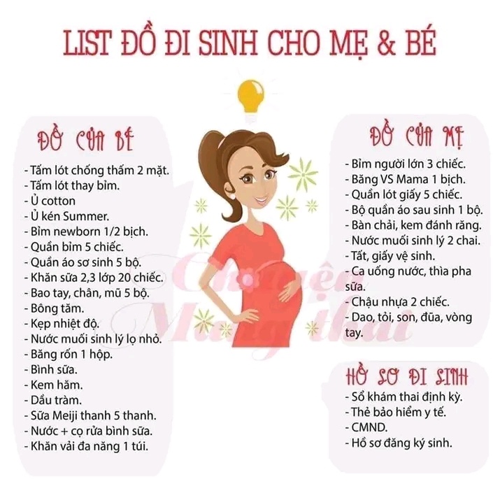 List đồ đi sinh cho các mẹ