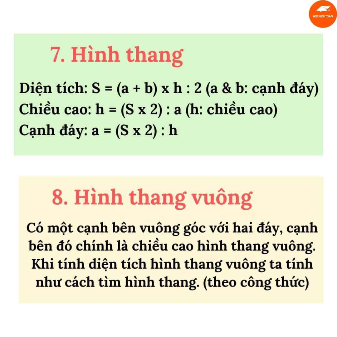 TRỌN BỘ CÔNG THỨC TOÁN HÌNH BẬC TIỂU HỌCBố mẹ chia sẻ về cho con tham khảo nhé!_____Nguồn: Học Giỏi Toán 