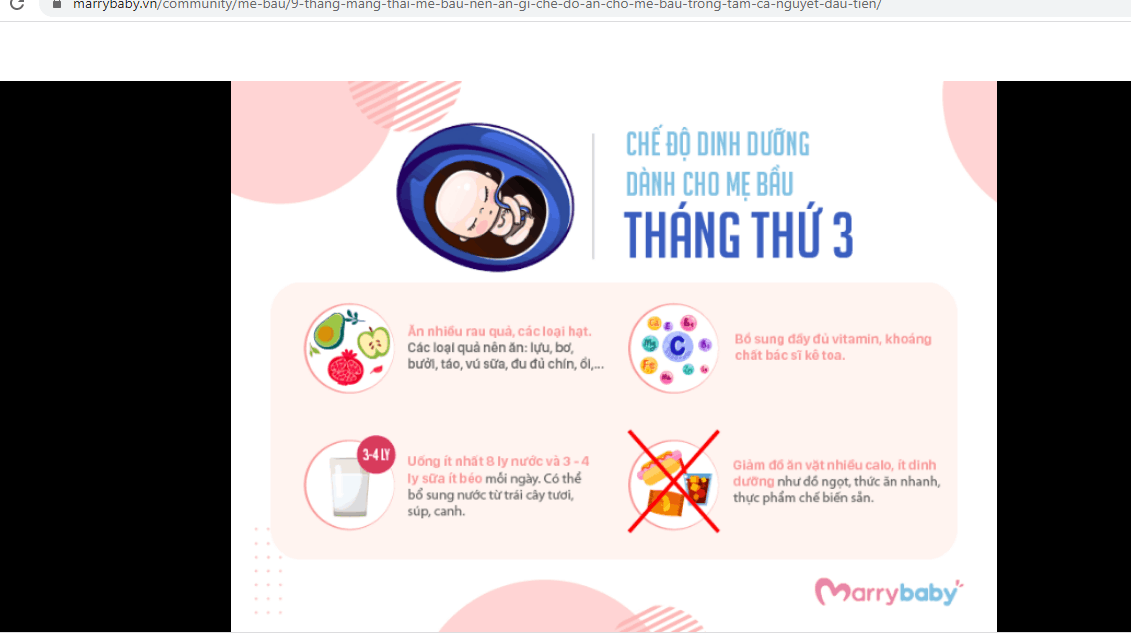 Dinh dưỡng cho Vợ mang thai tháng thứ 3