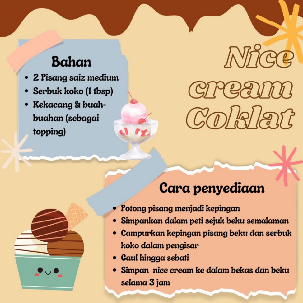 Resepi nice cream coklat sedap yang tak mengandungi gula