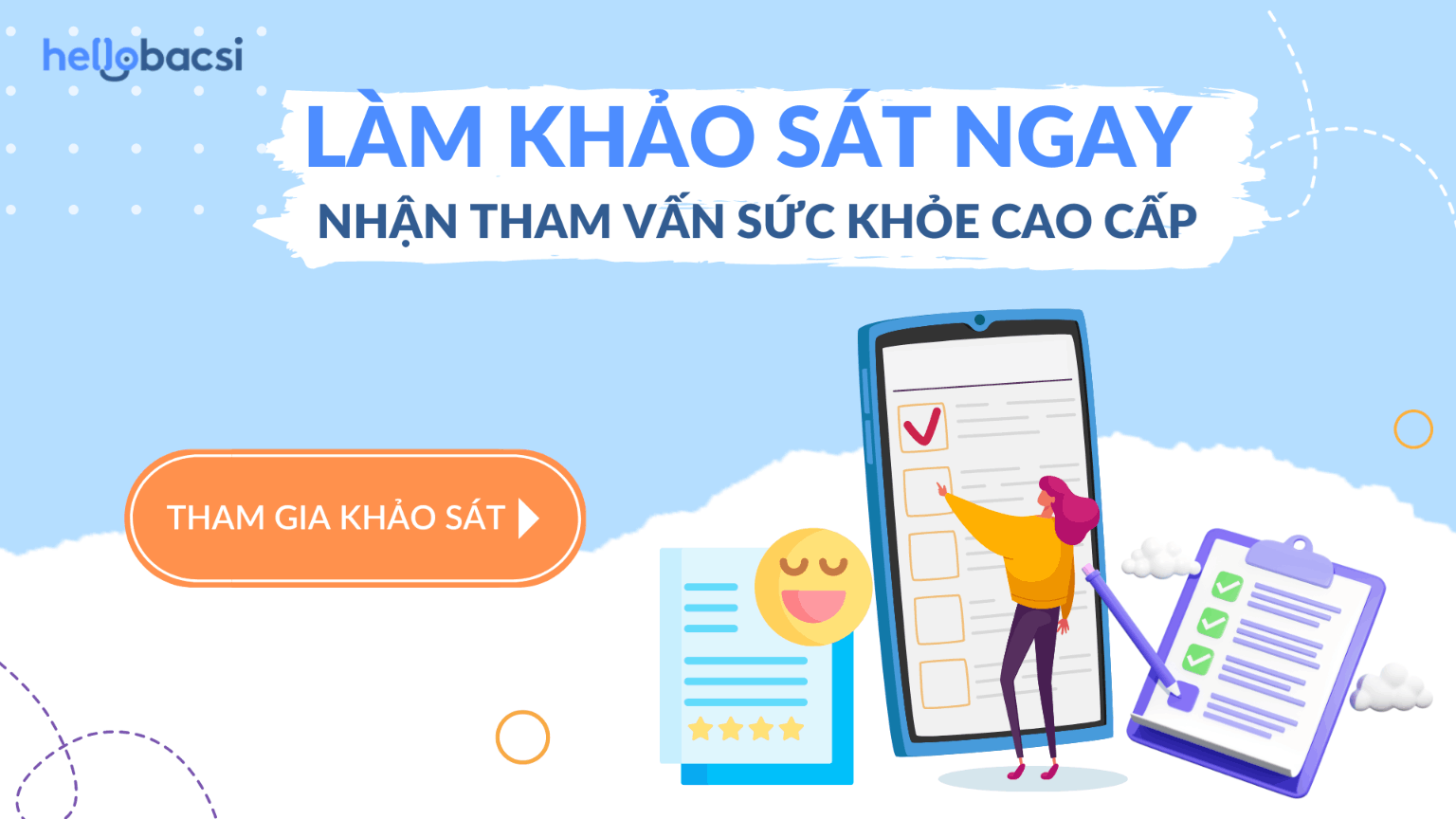 Làm khảo sát - Nhận miễn phí thông tin tham vấn sức khỏe chuyên môn từ Đội ngũ Y Bác sĩ chuyên khoa! 