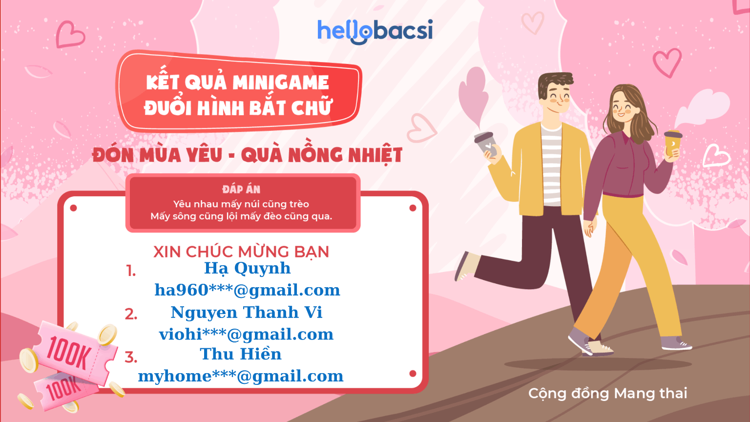 KẾT QUẢ MINIGAME ĐÓN MÙA YÊU - QUÀ NỒNG NHIỆT  