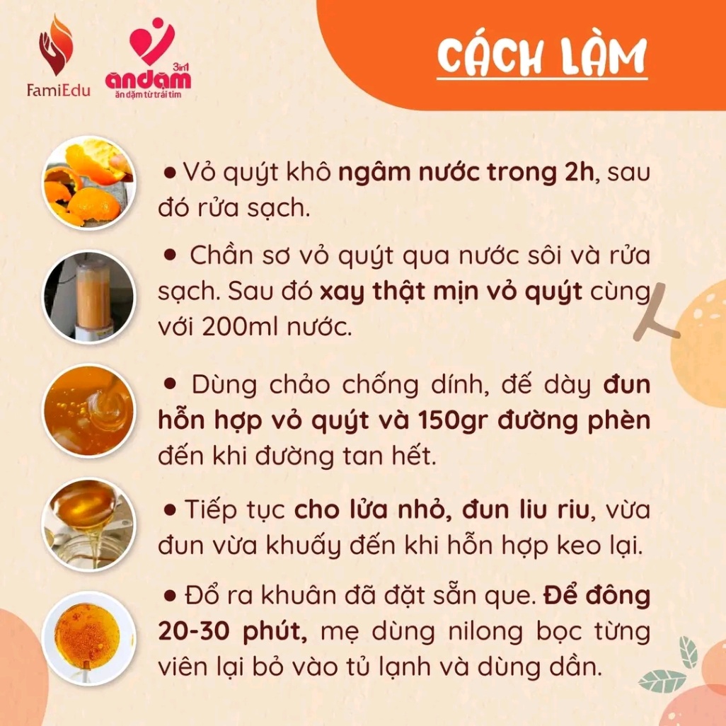 KHÁM PHÁ CÔNG THỨC LÀM KẸO MÚT NGỪA HO ĐỜM TỪ VỎ QUÝT