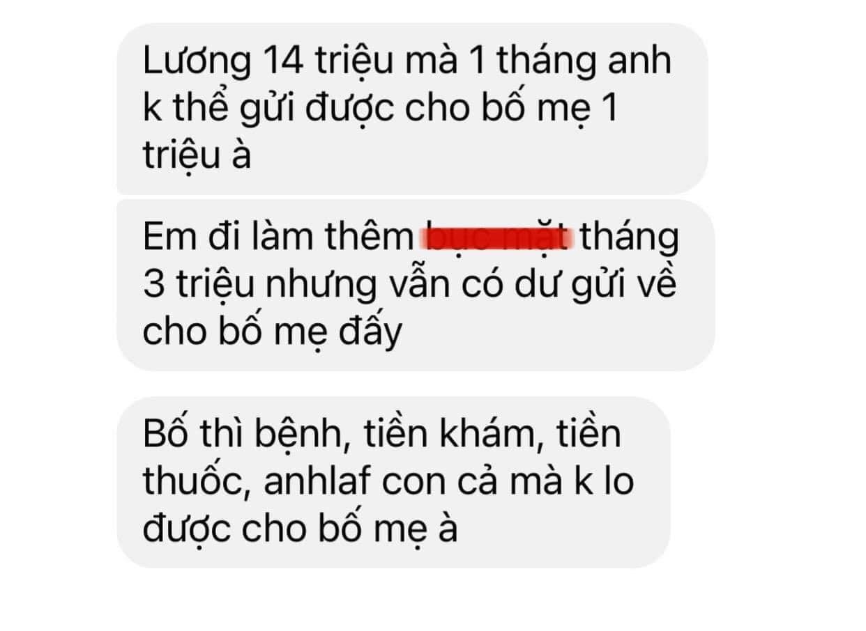 LƯƠNG 14 TRIỆU MÀ MỖI THÁNG KHÔNG GỬI VỀ ĐƯỢC CHO BỐ MẸ 1 TRIỆU À???