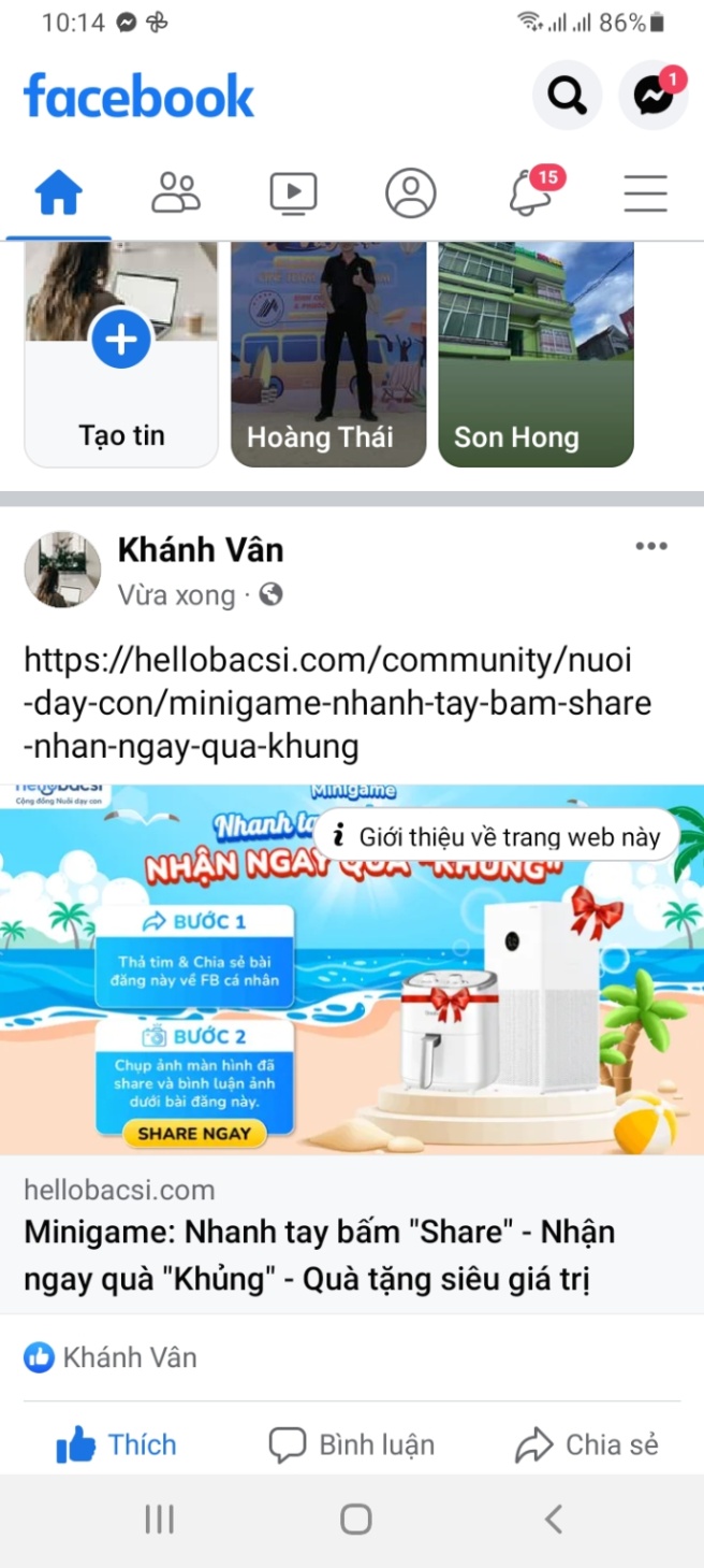 Minigame: Nhanh tay bấm "Share" - Nhận ngay quà "Khủng" - Quà tặng siêu giá trị