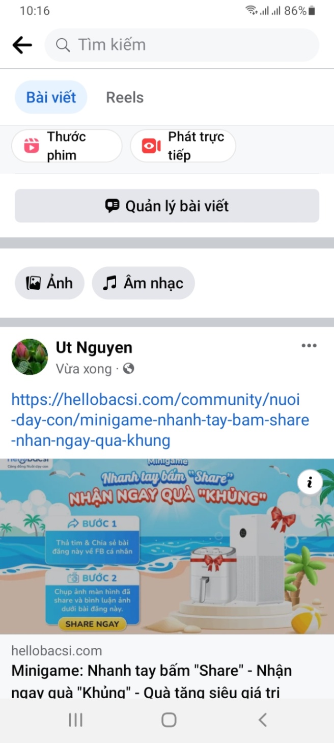 Minigame: Nhanh tay bấm "Share" - Nhận ngay quà "Khủng" - Quà tặng siêu giá trị