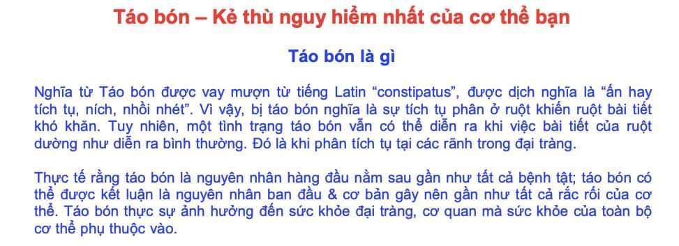 Định nghĩa về táo bón