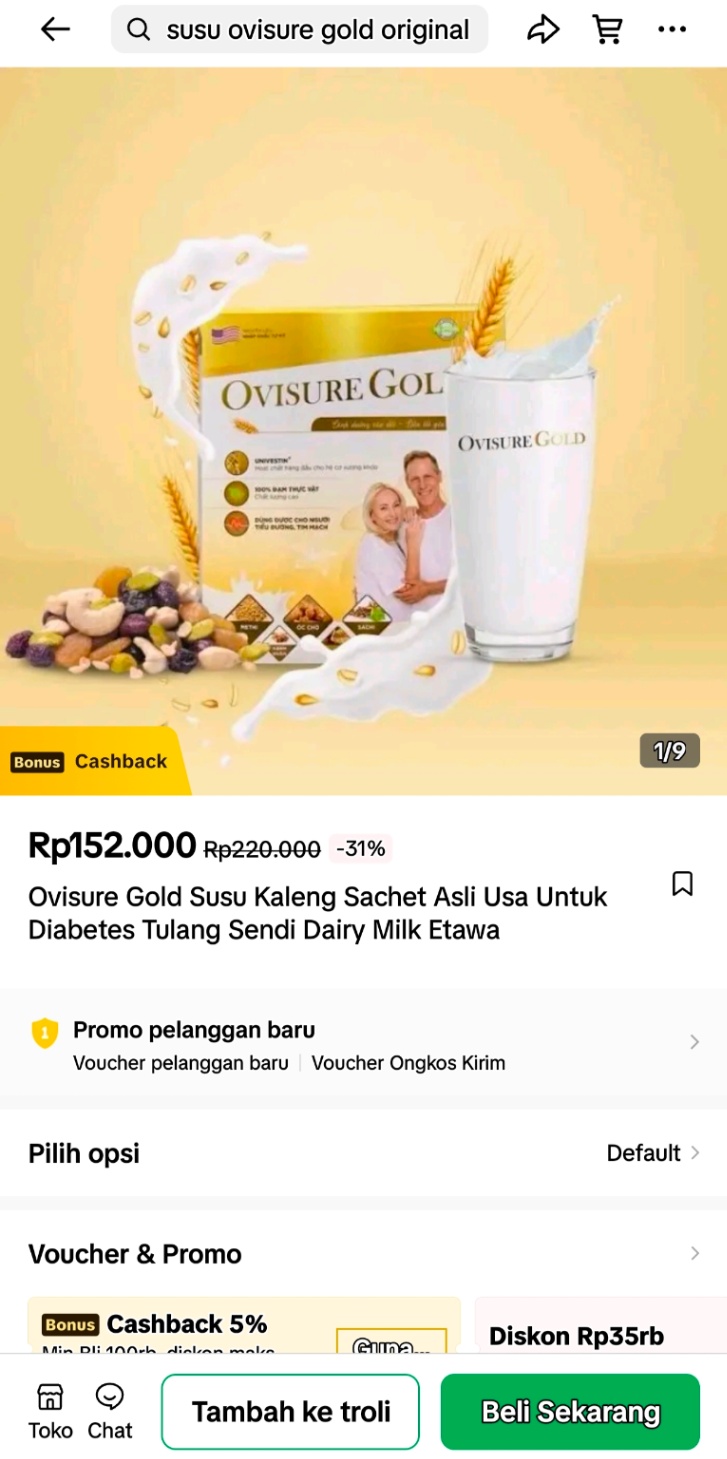 Ovisure Gold Susu Kaleng Sachet Asli Usa Untuk Diabetes Tulang Sendi Dairy Milk Etawa