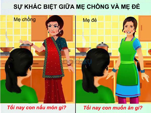 Sự khác nhau giữa mẹ chồng và mẹ đẻ