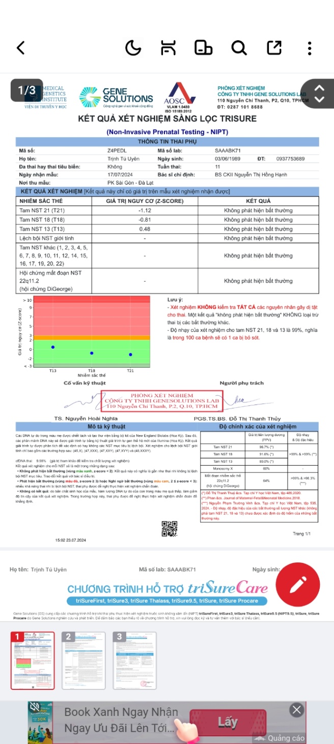 Các mẹ có biết cách đọc kết quả Nipt biết trai hay gái không ạ?