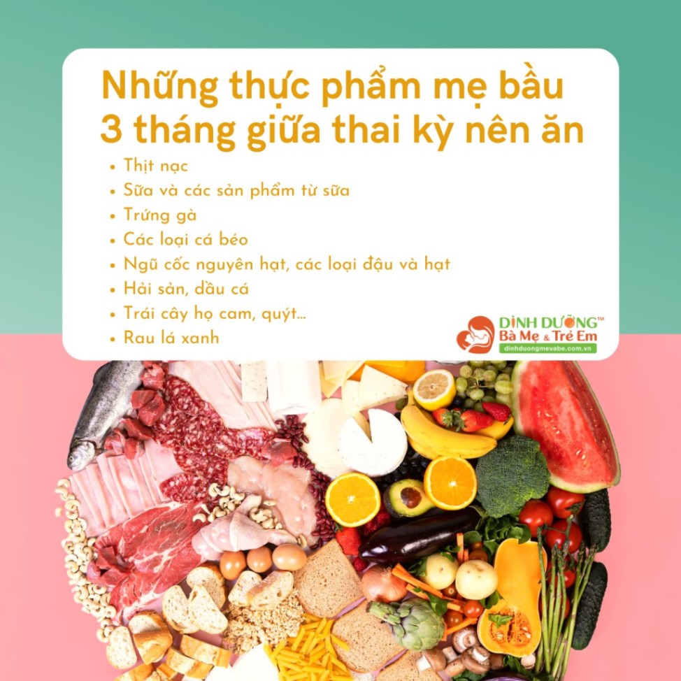 Mẹ bầu 3 tháng giữa nên ăn gì?