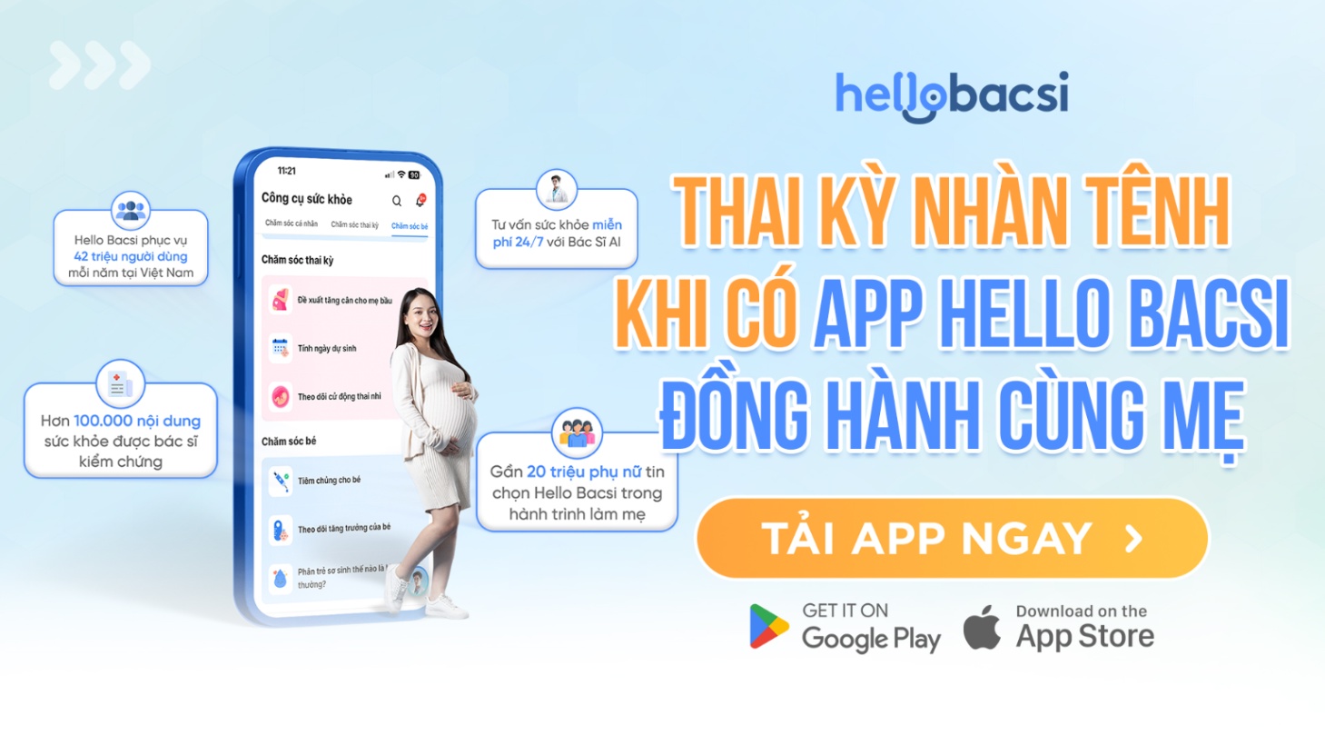 🌟 Thai Kỳ Nhàn Tênh Khi Đã Có App HelloBacsi Đồng Hành Cùng Mẹ! 🌟