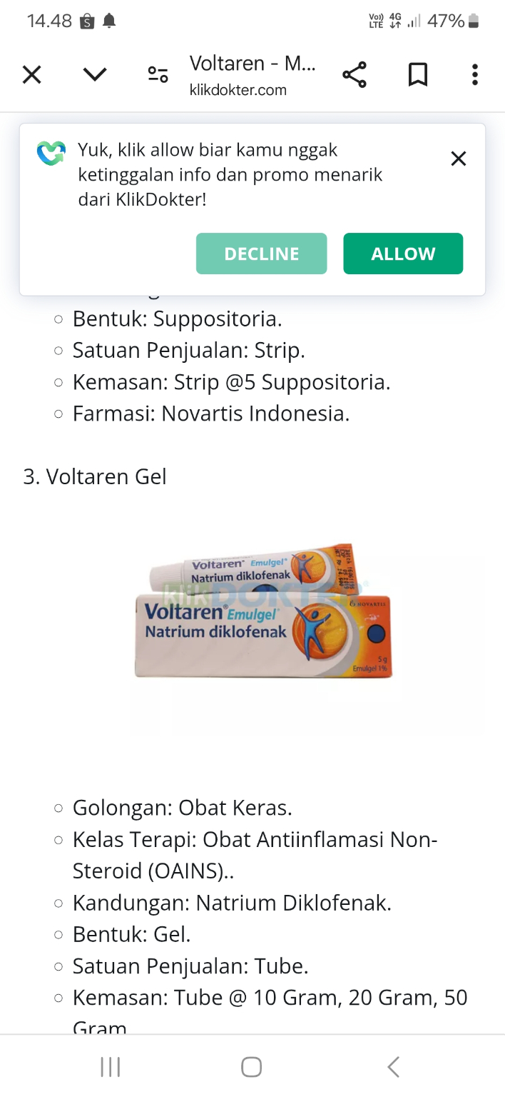 selamat sore dokter saya mau nanya apakah obat voltaren gel bagus untuk mengatasi sakit nyeri sendi jg asam urat ,