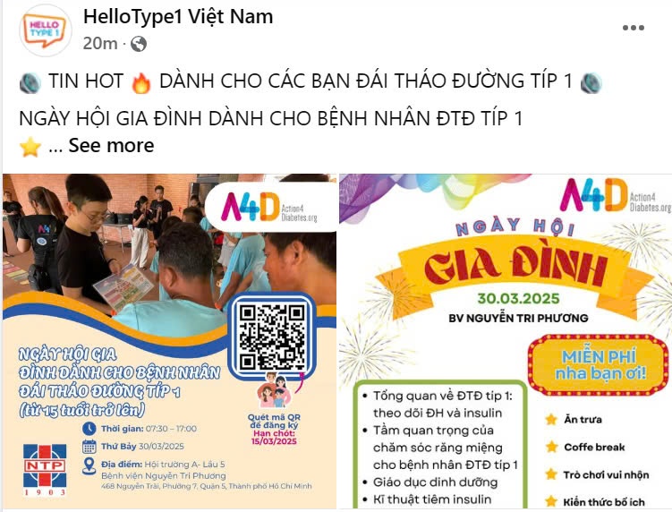 NGÀY HỘI GIA ĐÌNH DÀNH CHO BỆNH NHÂN ĐÁI THÁO ĐƯỜNG TÍP 1